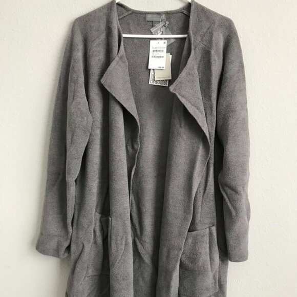 Barefoot Dreams Cozychic Ultra Lite Wide Collar Jacket - Grey (Sz L) a596948 - Picture 2 of 4
